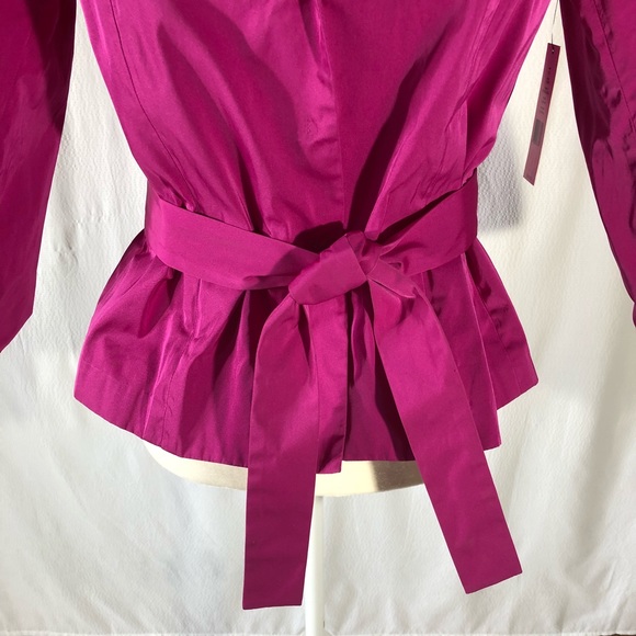 NWT Theory Electric Pink Taffeta 3/4 Sleeve Top - Picture 2 of 8
